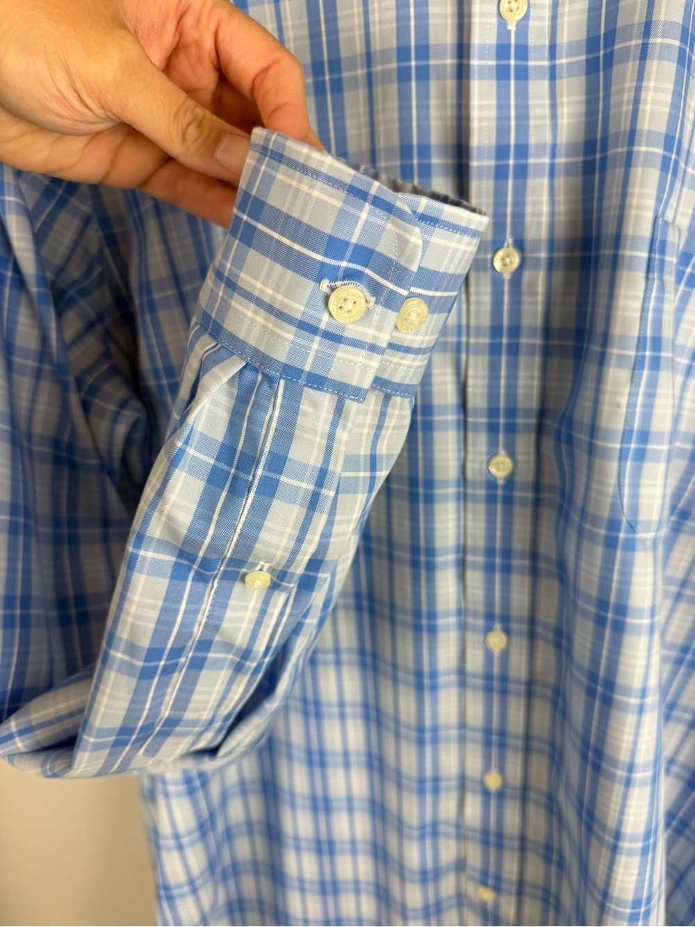 Lands End Men’s Blue Plaid Tailored Fit Long Sleeve Button Up Shirt SZ 16 1/2-35 - Picture 4 of 8